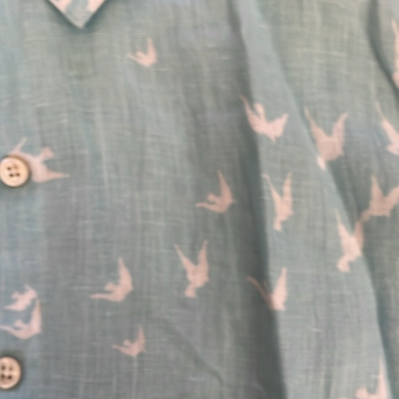J. JILL Turquoise Bird Blouse in linen - Picture 3 of 3